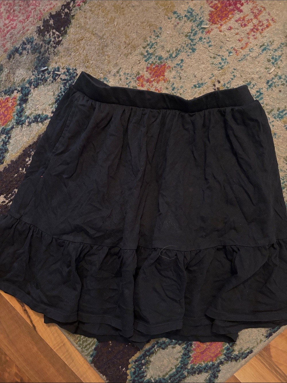 Lands' End Black Tiered Ruffle Skirt